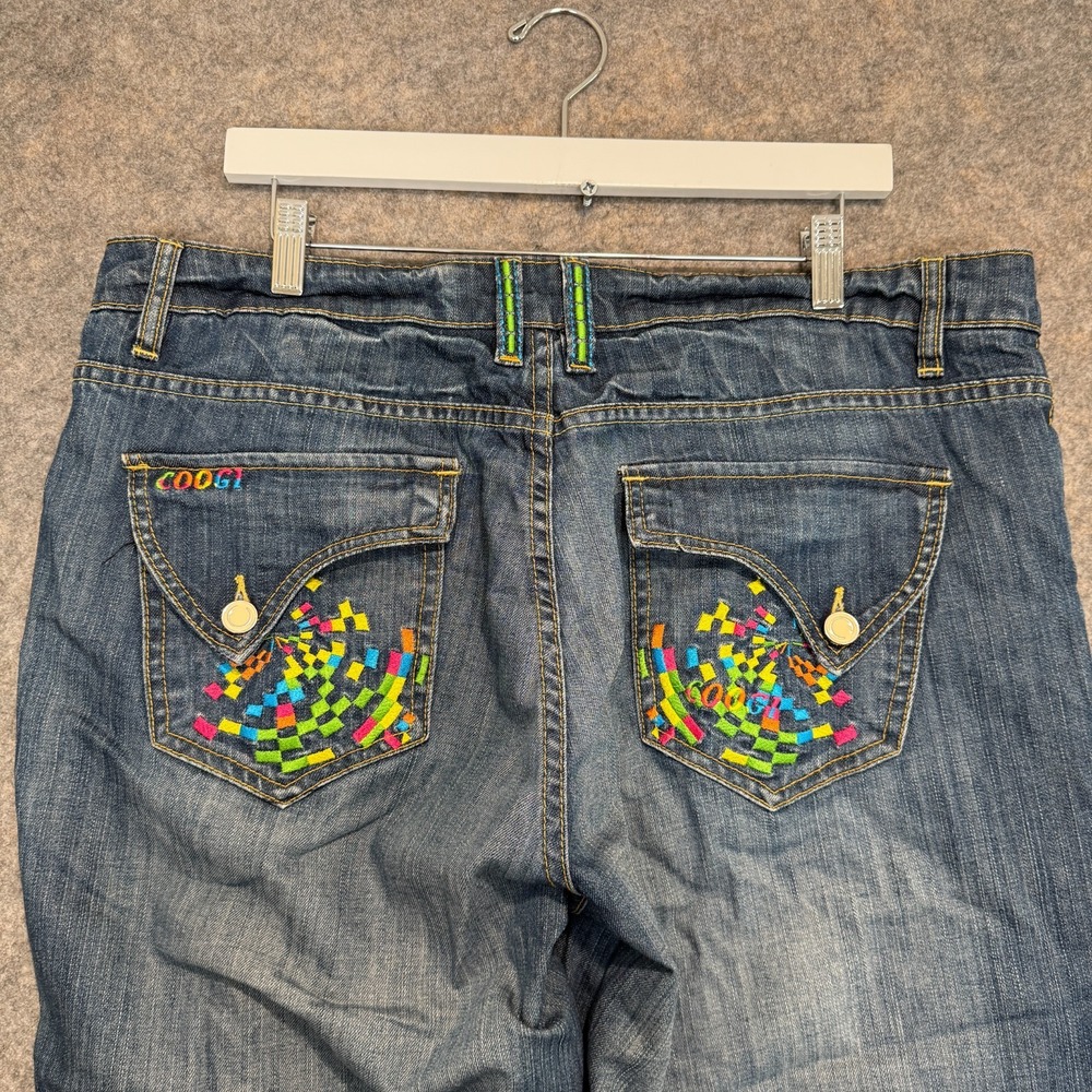 Coogi Jeans Womens 20 (fits 38x28)‎ Embroidered Y2K Colorful Blue Denim Pants
